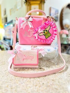 Juicy Couture Pink Bag & Wallet Set Baby Yoda Bag Charm